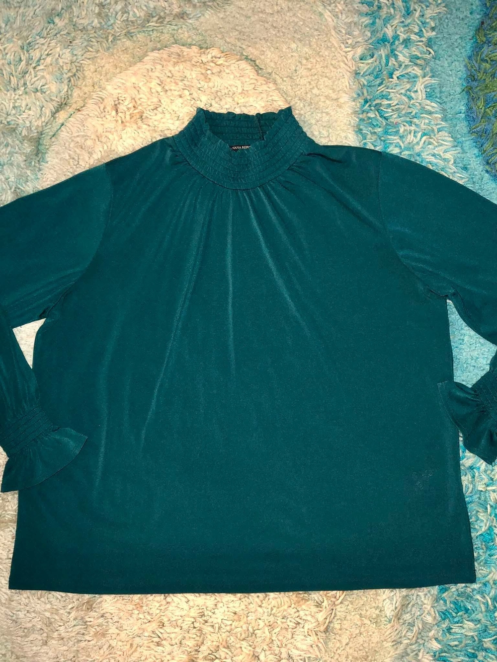 Banana Republic smocked high-neck satin blouse XL